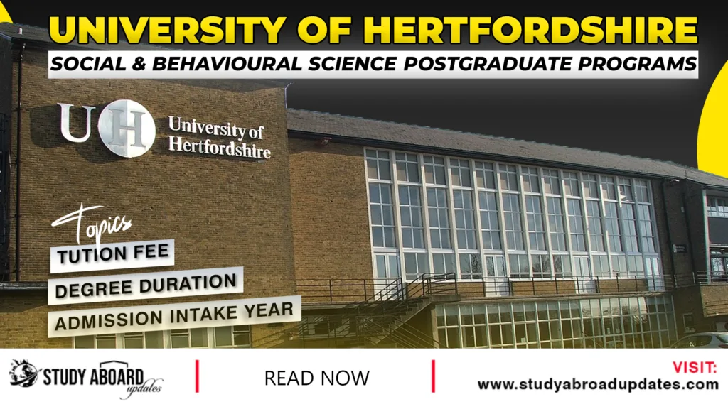 University of Hertfordshire Social & Behavioural Science Postgraduate Programs