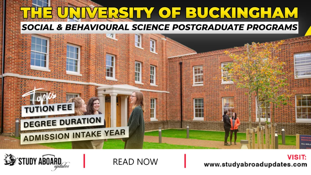 The University of Buckingham Social & Behavioural Science Postgraduate Programs