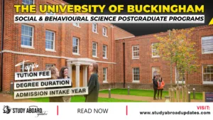 The University of Buckingham Social & Behavioural Science Postgraduate Programs