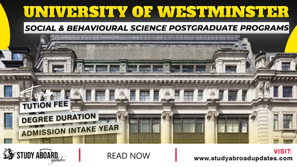 University of Westminster Social & Behavioural Science Postgraduate Programs