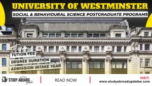 University of Westminster Social & Behavioural Science Postgraduate Programs