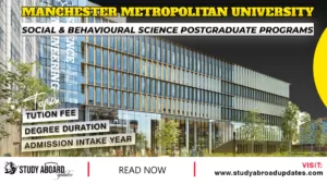 Manchester Metropolitan University Social & Behavioural Science Postgraduate Programs