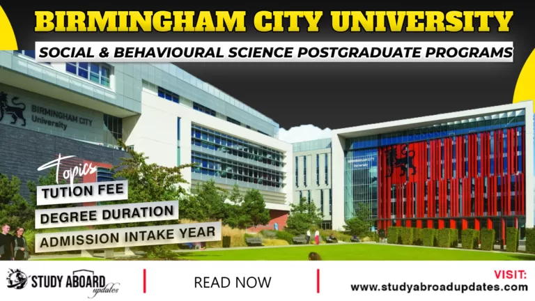 Social & Behavioural Science postgraduate Programs