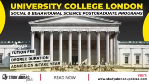 University College London Social & Behavioural Science Postgraduate Programs