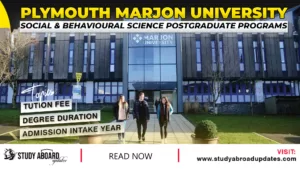 Plymouth Marjon University Social & Behavioural Science Postgraduate Programs