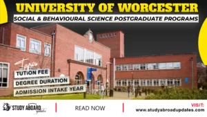 University of Worcester Social & Behavioural Science Postgraduate Programs