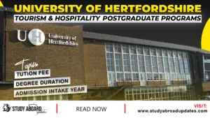 University of Hertfordshire Tourism & Hospitality Postgraduate Programs