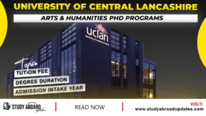 University of Central Lancashire Arts & Humanities PHD Programs