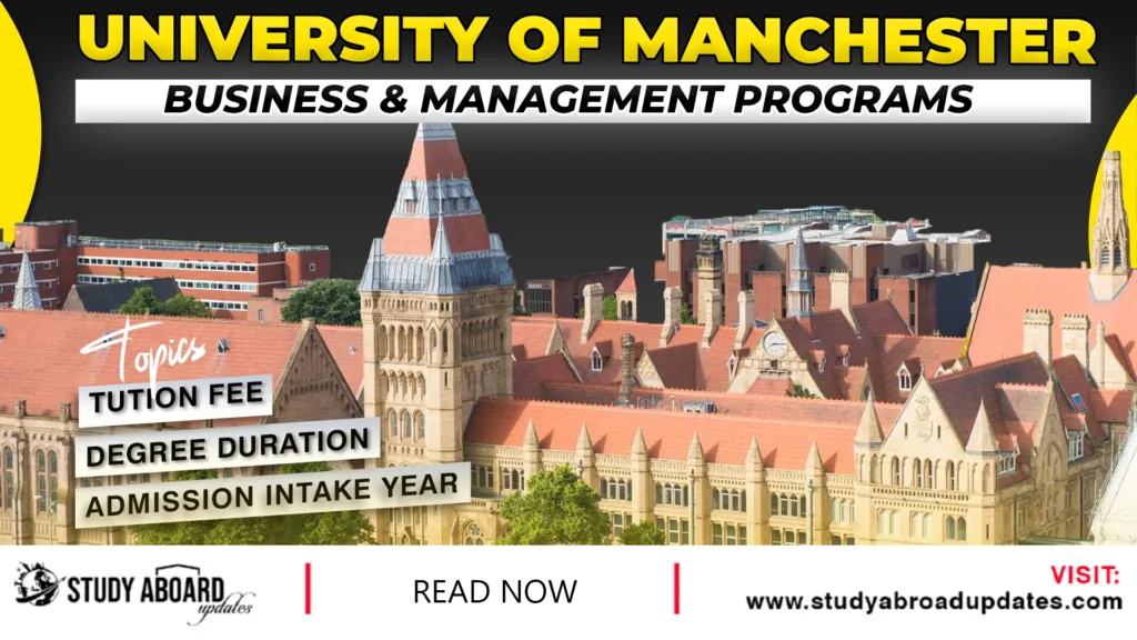 University of Manchester Business & Management Programs