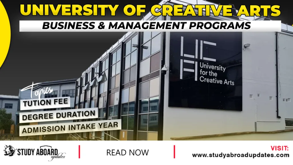 University of Creative Arts Business & Management Programs