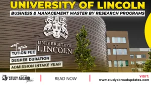University of Lincoln Business & Management Master by Research Programs