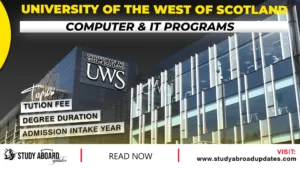 University of the West of Scotland Computer & IT Programs