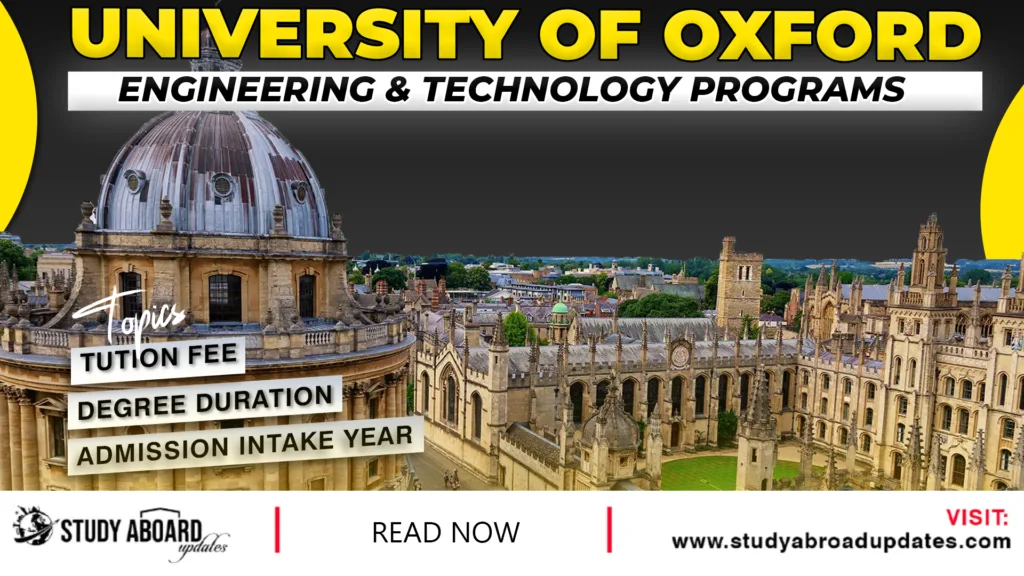 University of Oxford Engineering & Technology Programs