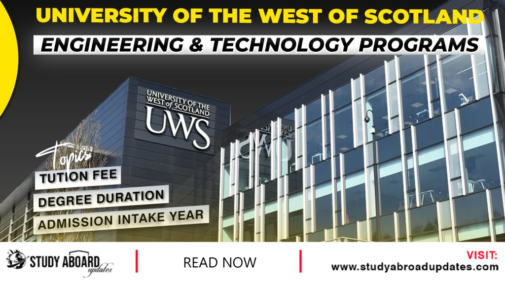 University of the West of Scotland Engineering & Technology Programs