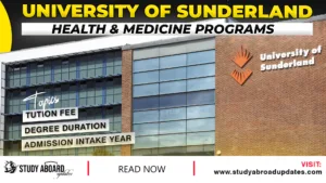 University of Sunderland Health & Medicine Programs
