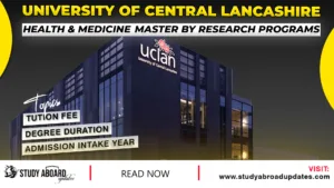 University of Central Lancashire Health & Medicine Master by Research Programs