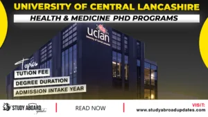 University of Central Lancashire Health & Medicine Phd Programs