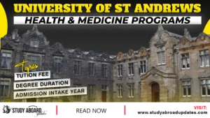 University of St Andrews Health & Medicine Programs