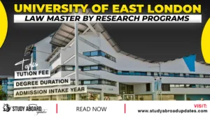 University of East London Law Master by Research Programs