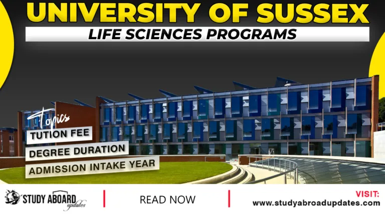 University of Sussex Life Sciences Programs