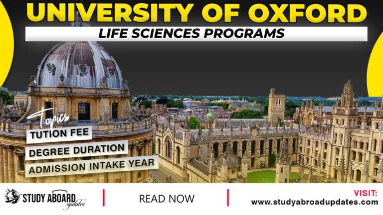 University of Oxford Life Sciences Programs