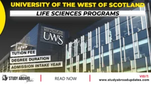 University of the West of Scotland Life Sciences Programs