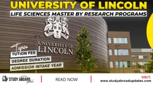 University of Lincoln Life Sciences Master by Research Programs