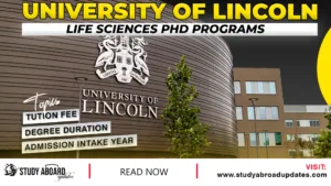 University of Lincoln Life Sciences Phd Programs