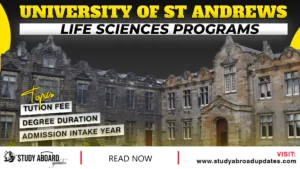 University of St Andrews Life Sciences Programs
