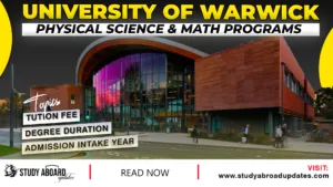 University of Warwick Physical Science & Math Programs