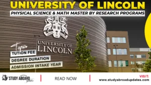 University of Lincoln Physical Science & Math Master by Research Programs