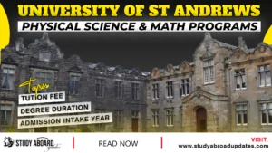 University of St Andrews Physical Science & Math Programs