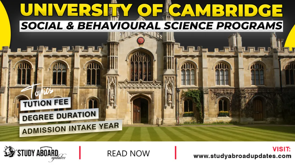 University of Cambridge Social & Behavioural Science Programs