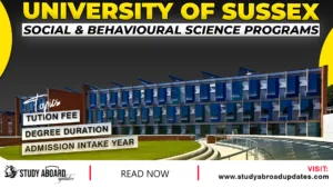 University of Sussex Social & Behavioural Science Programs