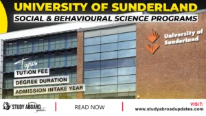 University of Sunderland Social & Behavioural Science Programs