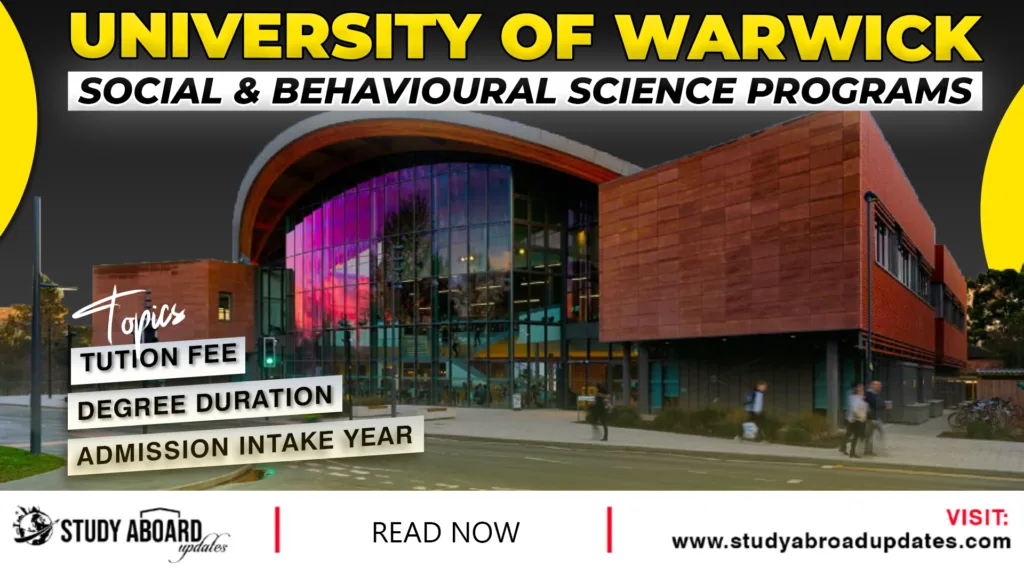 University of Warwick Social & Behavioural Science Programs