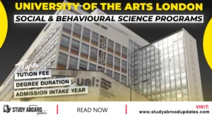 University of the Arts London Social & Behavioural Science Programs