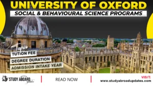University of Oxford Social & Behavioural Science Programs