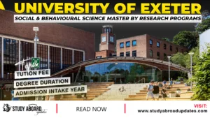 University of Exeter Social & Behavioural Science Master by Research Programs