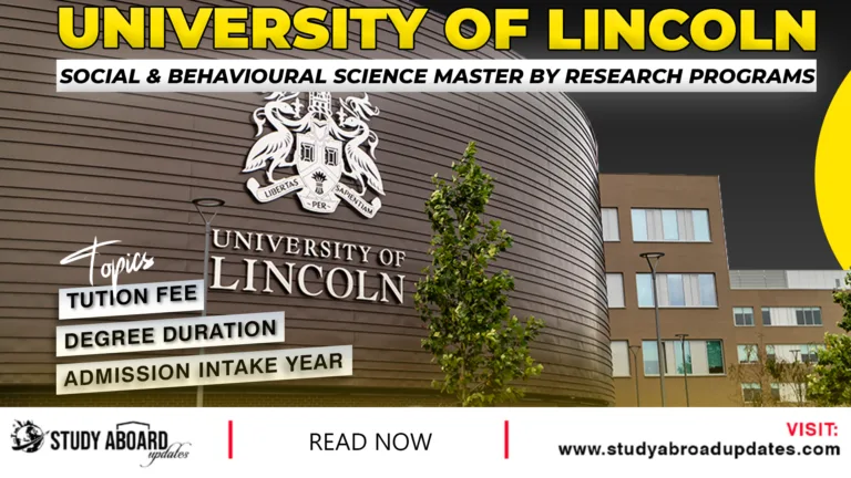 University of Lincoln Social & Behavioural Science Master by Research Programs
