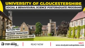 University of Gloucestershire Social & Behavioural Science Postgraduate Programs