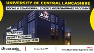 University of Central Lancashire Social & Behavioural Science Postgraduate Programs