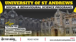 University of St Andrews Social & Behavioural Science Programs