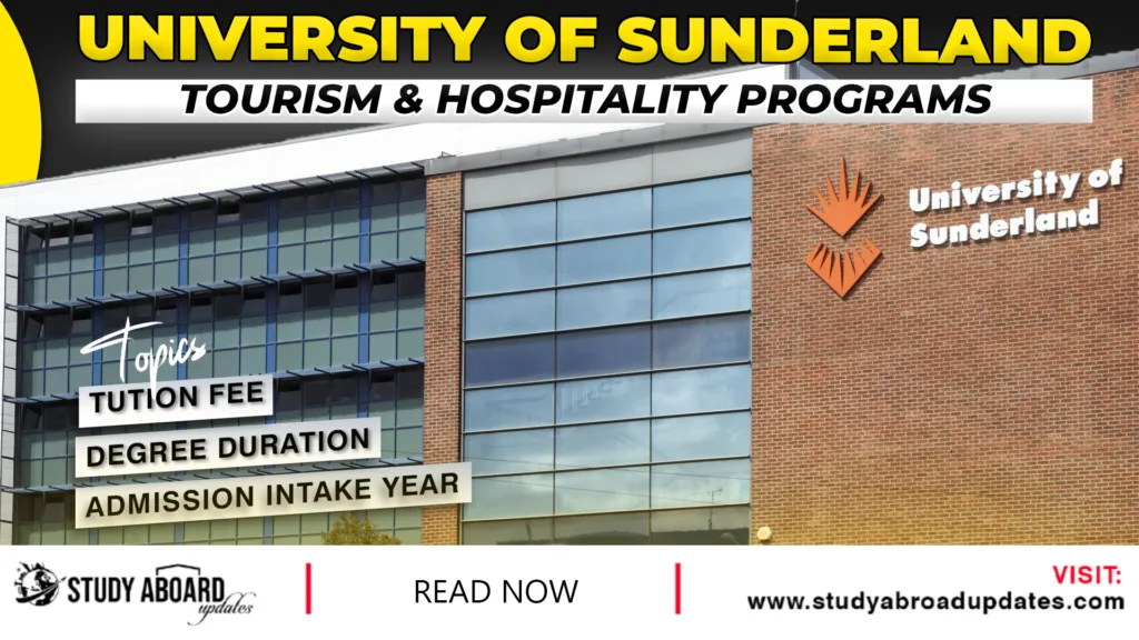 University of Sunderland Tourism & HospitalityPrograms