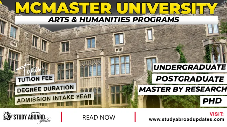 McMaster University Arts & Humanities Programs