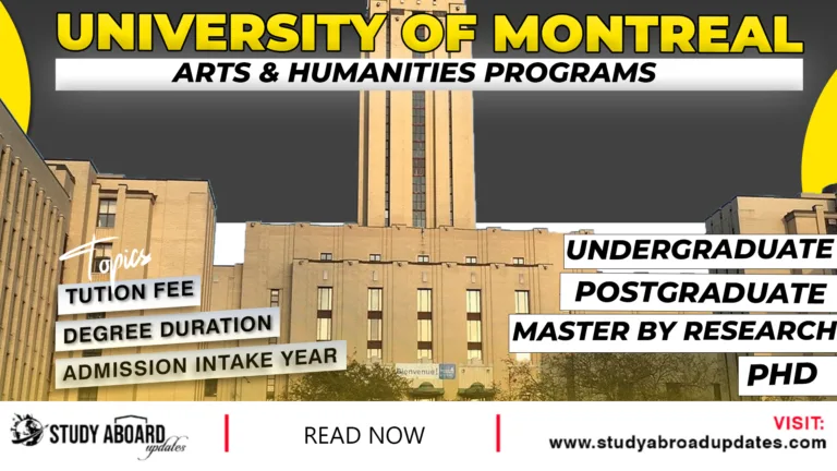 University of Montreal Arts & Humanities Programs