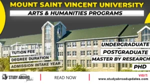 Mount Saint Vincent University Arts & Humanities Programs