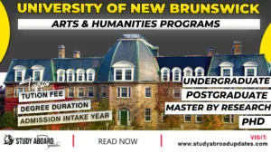 University of New Brunswick Arts & Humanities Programs