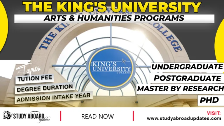 The King's University Arts & Humanities Programs