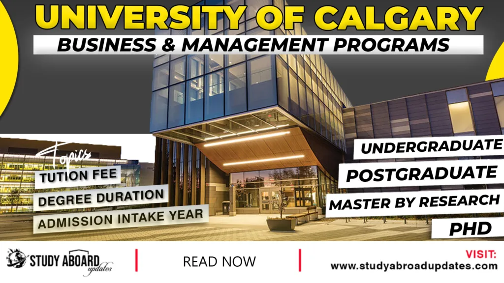 University of Calgary Business & Management Programs